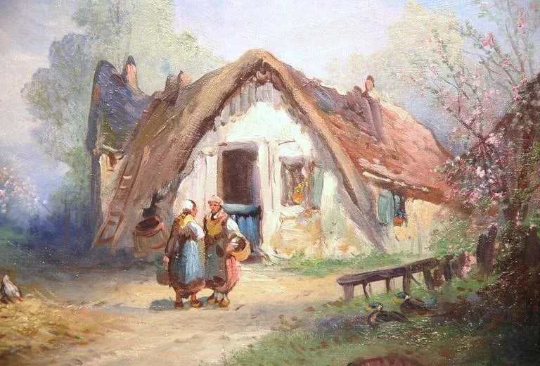 19th Century French Rural Farm Scene Oil Painting Signed A. Degerville - 6