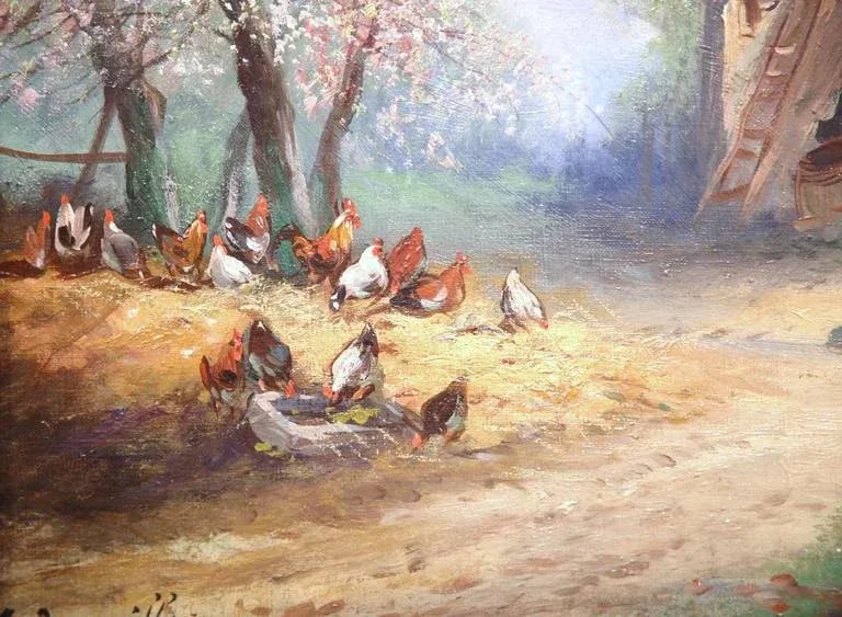 19th Century French Rural Farm Scene Oil Painting Signed A. Degerville - 7