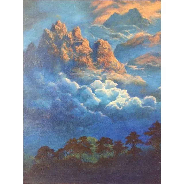 Mark Roland 1984 Clouded Mountain Oil Painting - 2