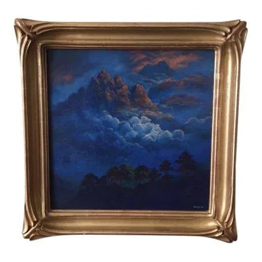 Mark Roland 1984 Clouded Mountain Oil Painting - 5