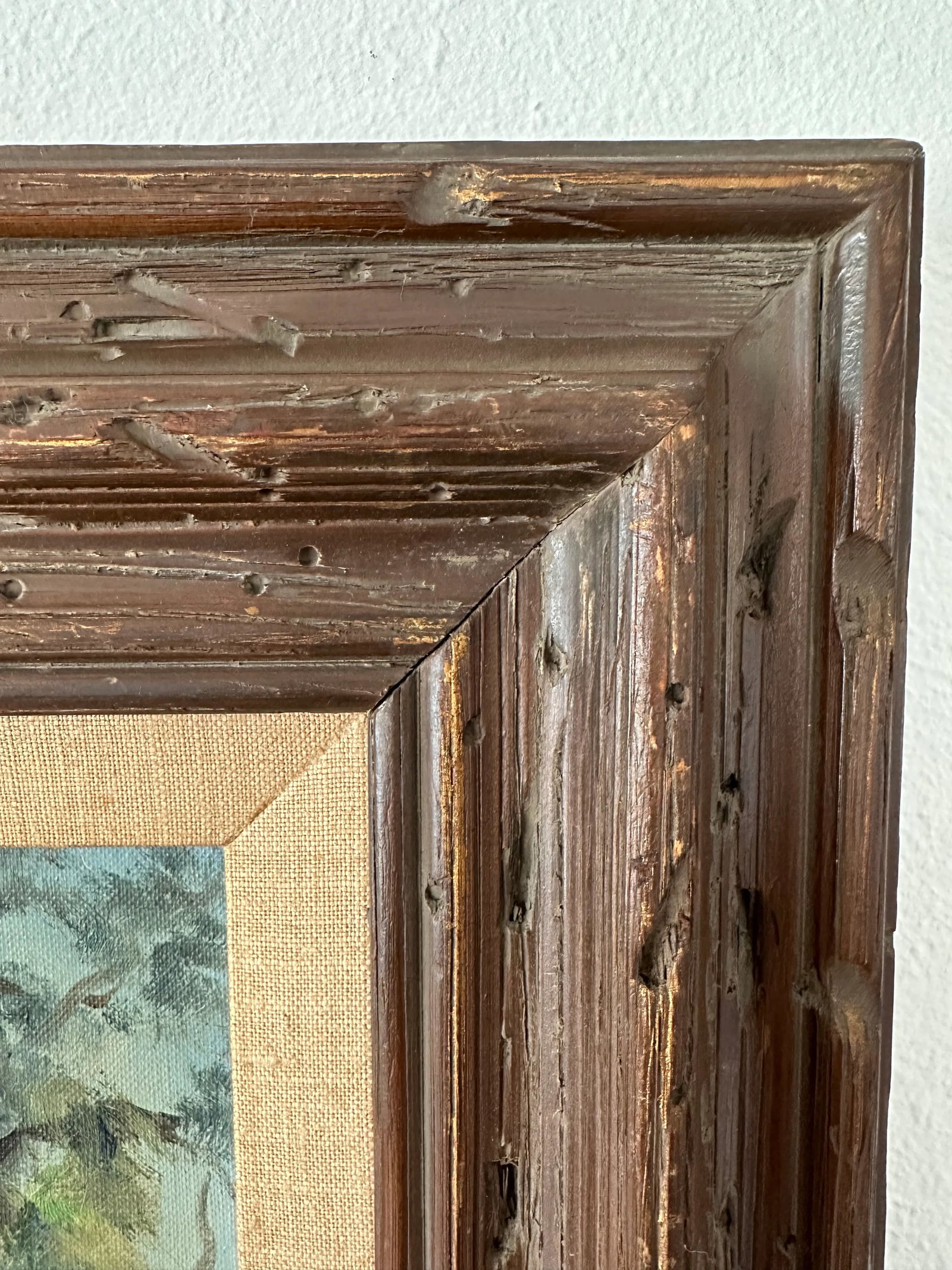 Vintage 1960's Plein Air Framed Signed Oil Painting of a Mid-Century Cabin in the Woods - 8