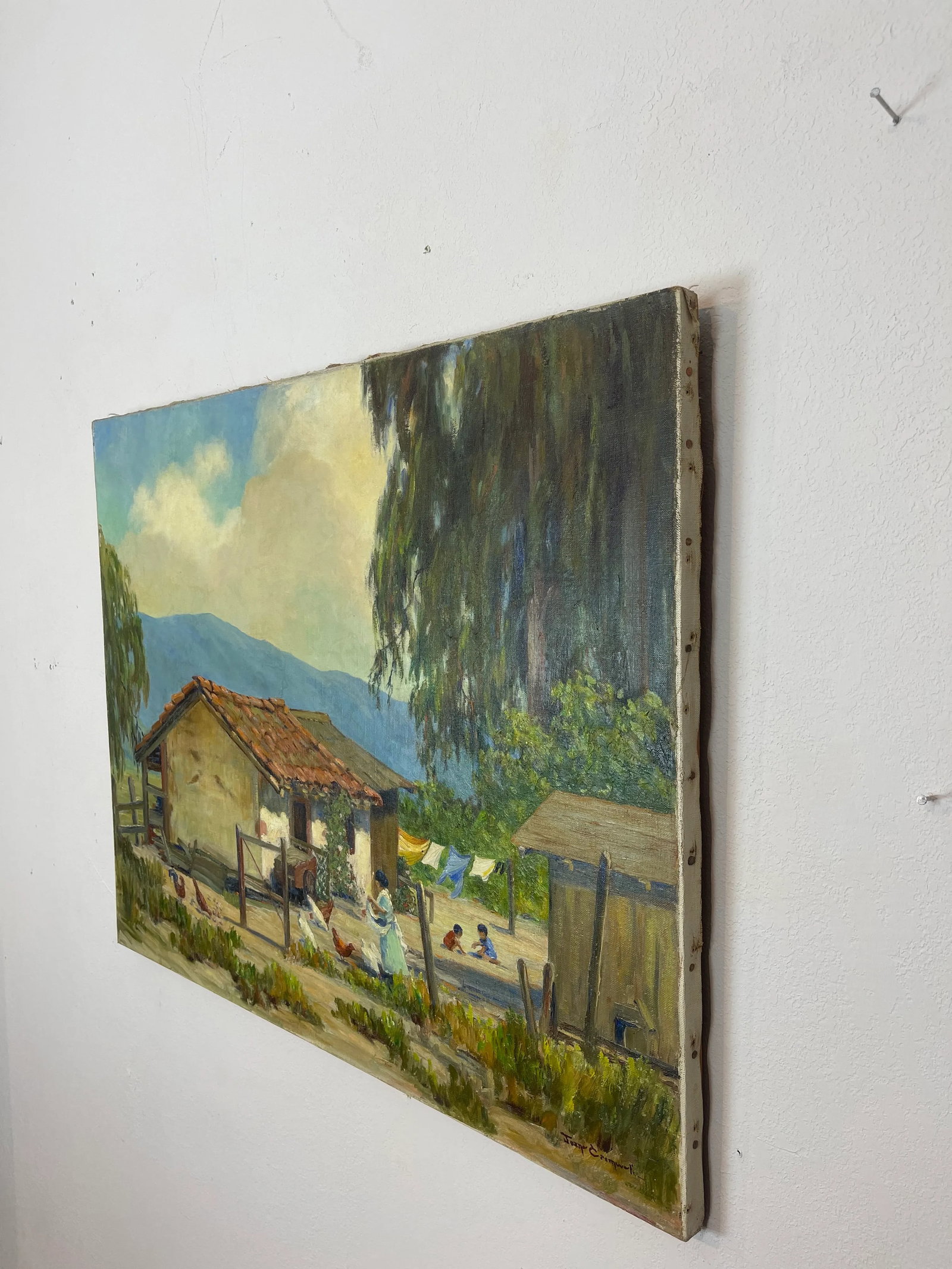 Vintage Joane Cromwell Original Signed Oil Painting on Canvas of a California Scene "Be It Ever So H - 3