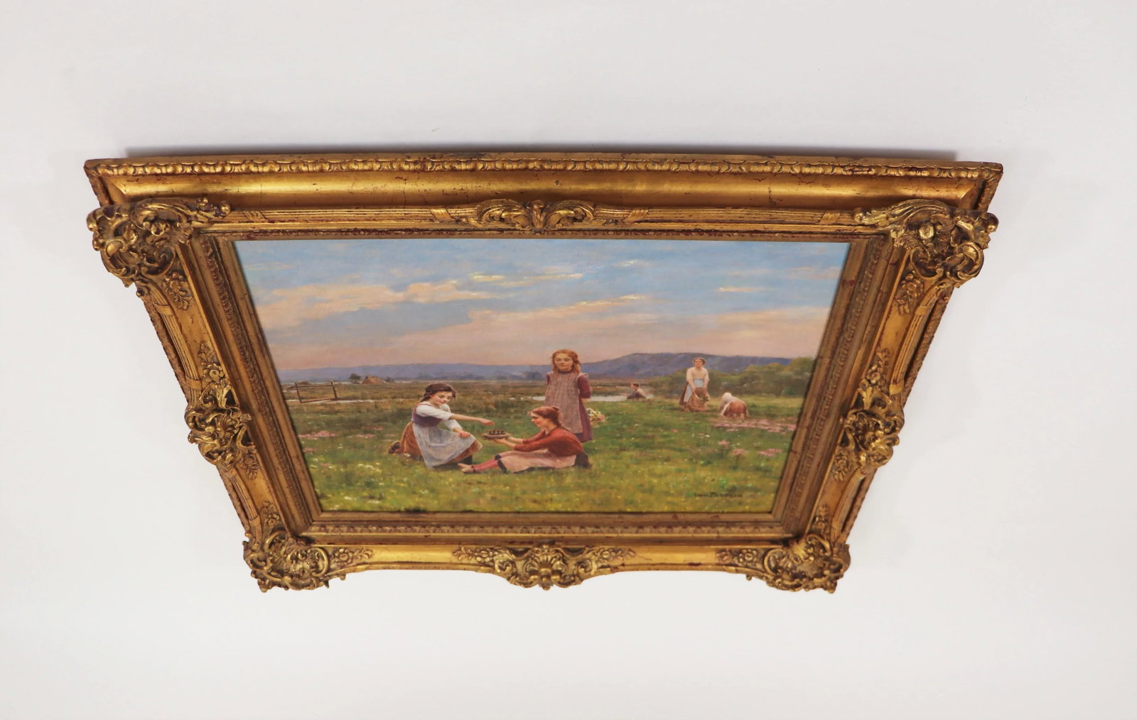 Oil on Canvas "Feeding the Birds" by Cesar Pattein ( French 1850 - 1931) - 4
