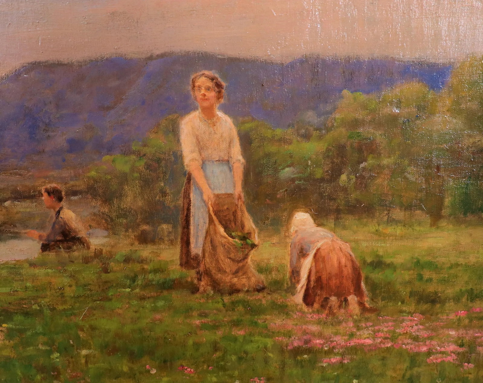 Oil on Canvas "Feeding the Birds" by Cesar Pattein ( French 1850 - 1931) - 9