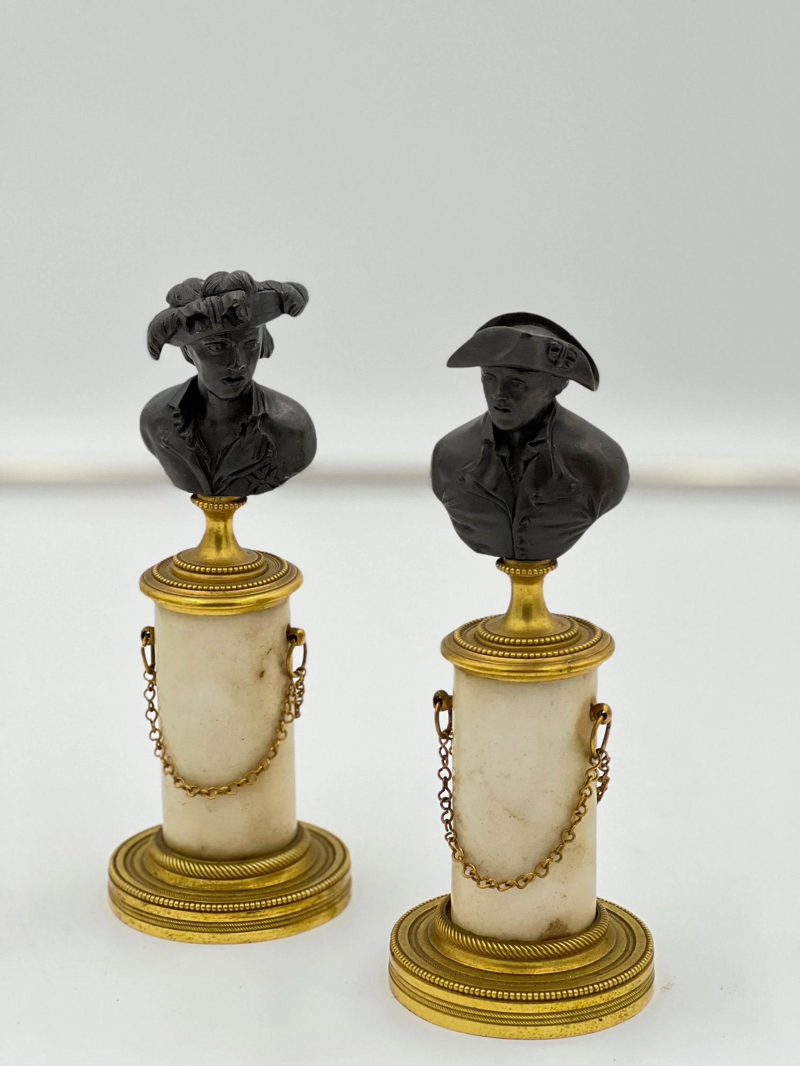Mid 19th Century Grand Tour Pair of French Bronze Busts with Marble Ormolu and Brass - 5