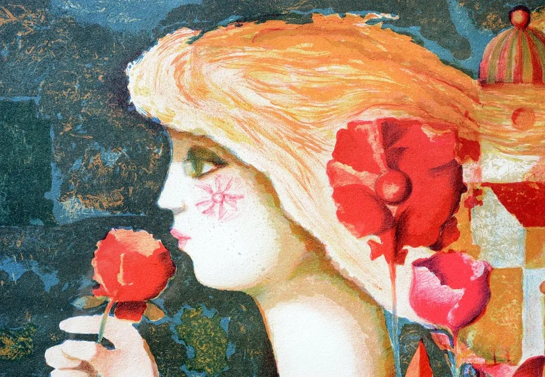 Mid-Century Pla Domenech Signed Blonde Girl Lithograph - 2