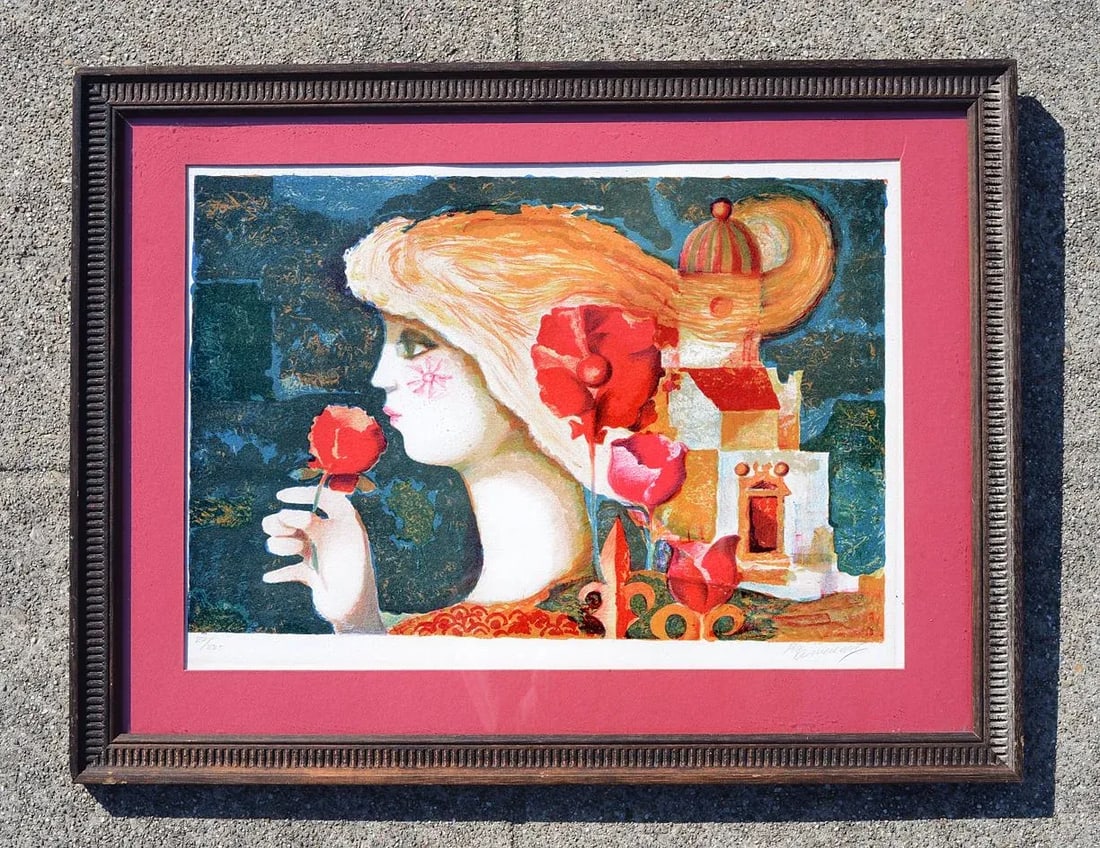 Mid-Century Pla Domenech Signed Blonde Girl Lithograph - 9