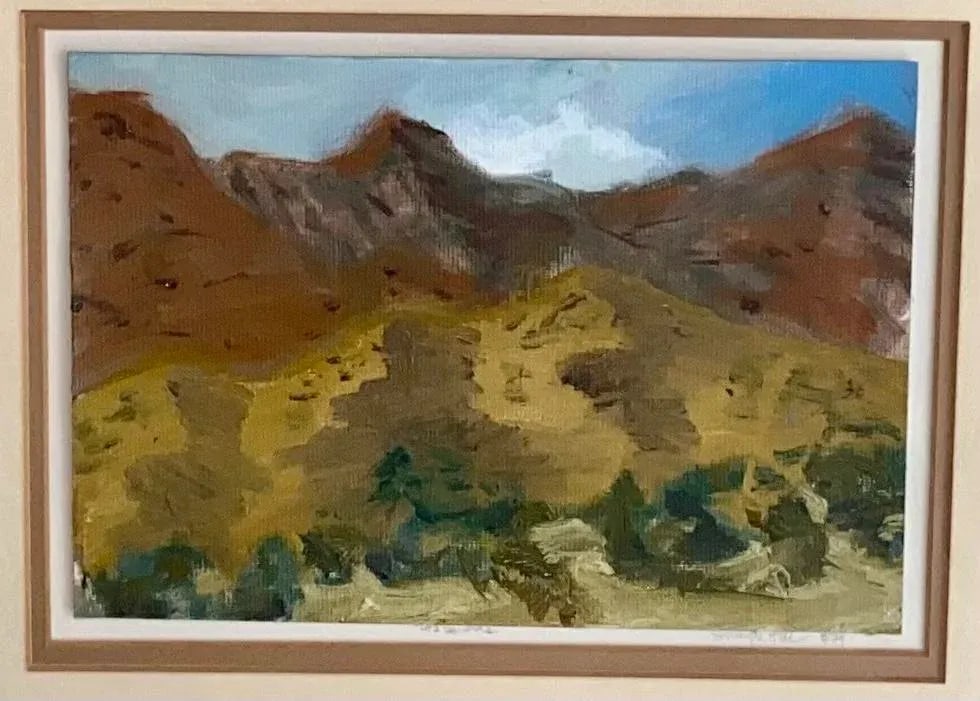 Vintage Western Oil Painting of Sandia Mountains New Mexico by Shelley Hull - 2
