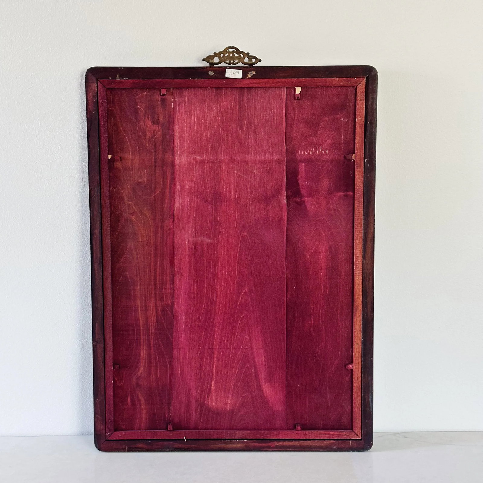 Antique Chinese Painting Depicting Traditional Women on Glass in Rosewood Frame With Bronze Detail - 8