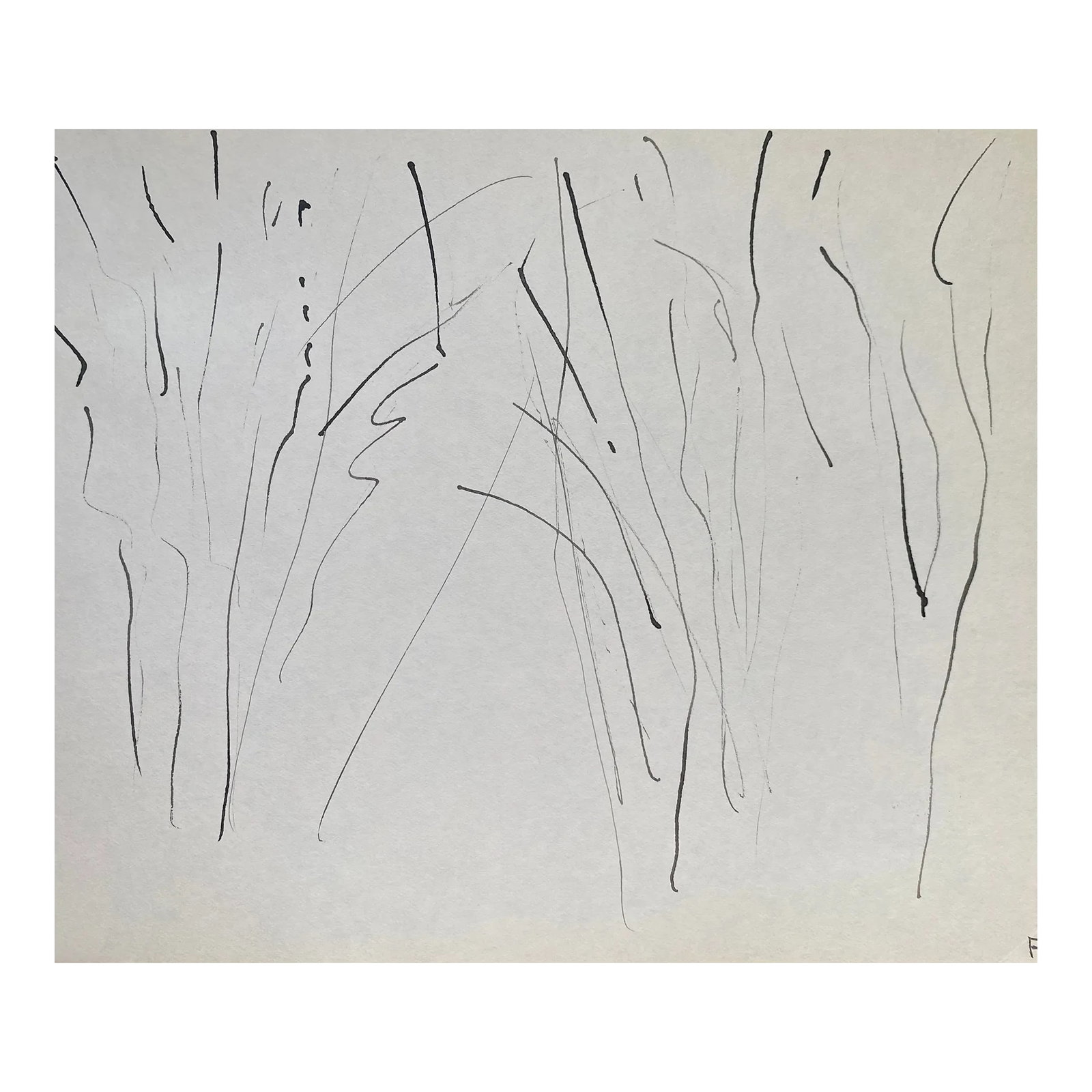 1960s Frank Wallace Minimalist Landscape Drawing: Drawing by Vermont artist Frank Wallace (1915/18-2003). Wallace was born in Toledo, Ohio and grew ip in Massachusetts attending Phillips Academy and Amherst College. He studied at the Pennsylvania Aca
