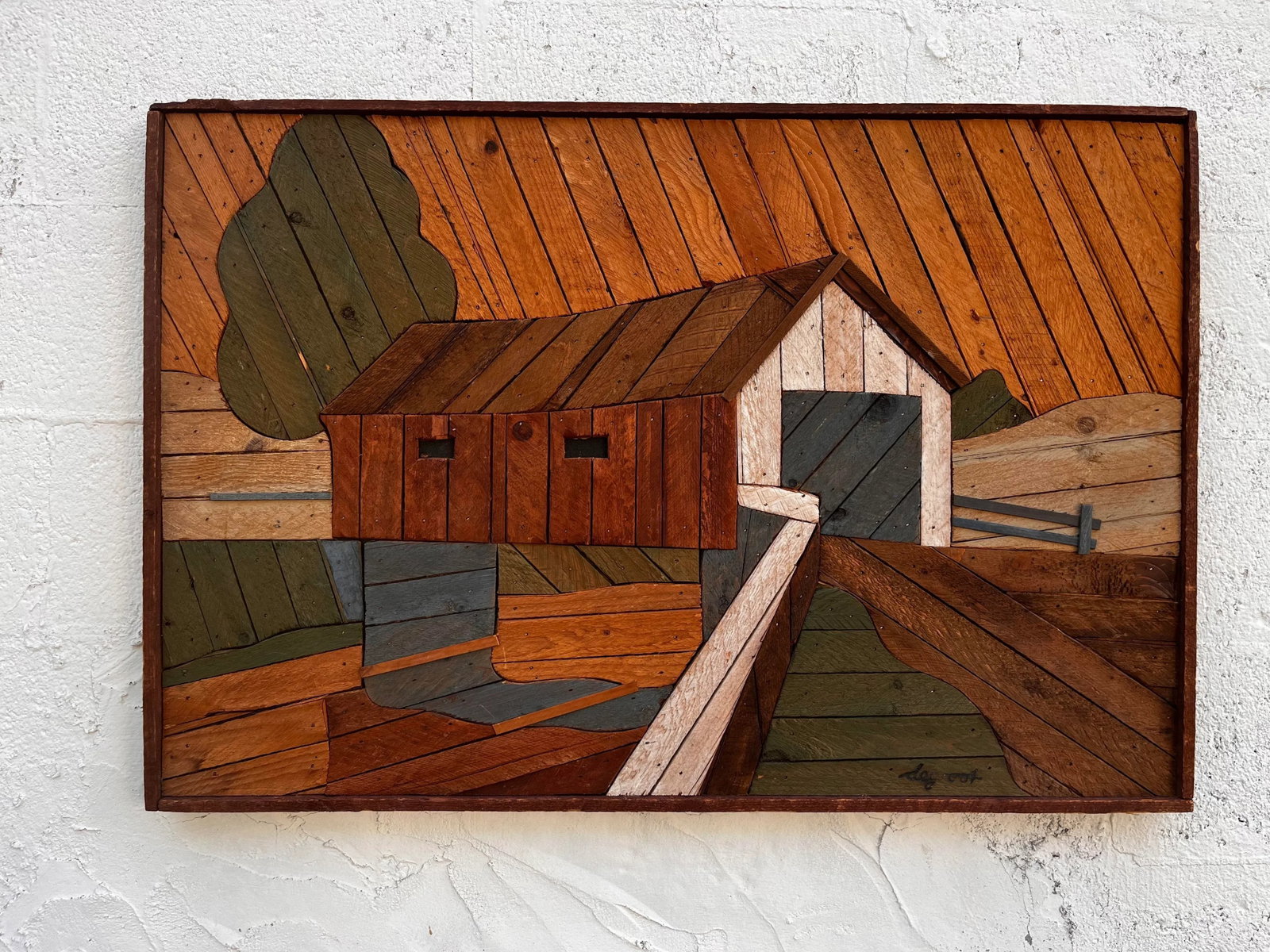 Vintage Original Theodore DeGroot Lath Folk Wall Art Signed by the Artist - 13