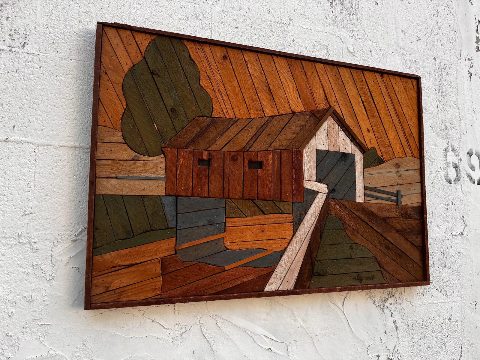 Vintage Original Theodore DeGroot Lath Folk Wall Art Signed by the Artist - 2