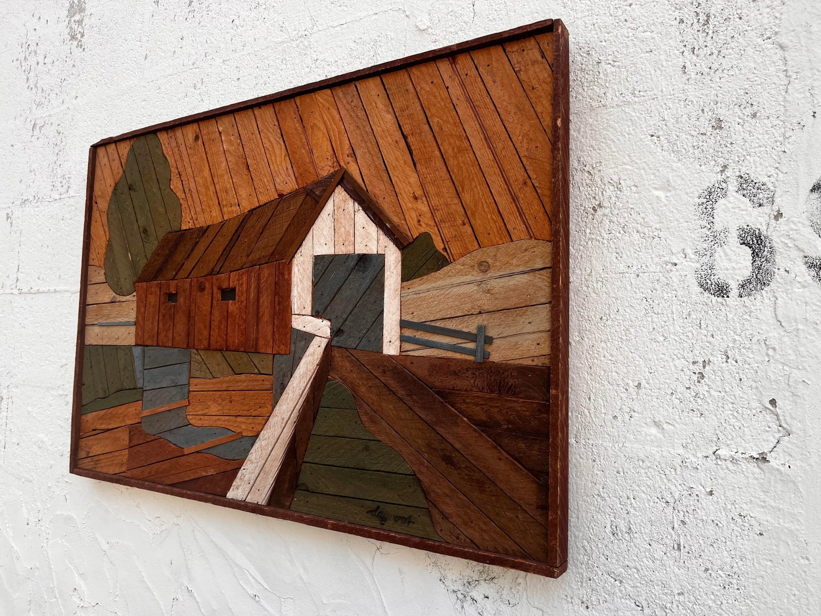 Vintage Original Theodore DeGroot Lath Folk Wall Art Signed by the Artist - 3