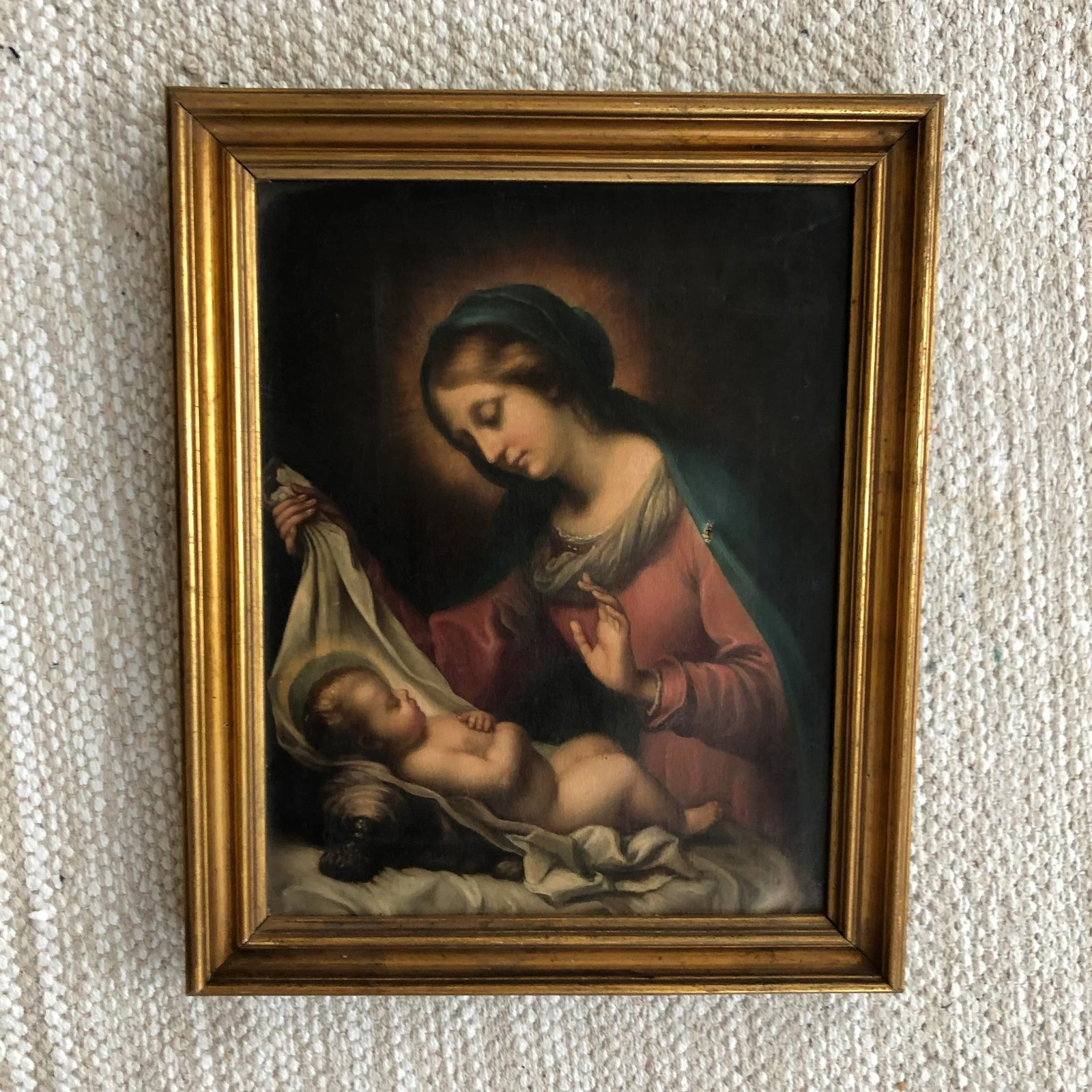 18th Century "Madonna of the Veil" Grand Tour Italian Figurative Oil Painting, Framed - 12