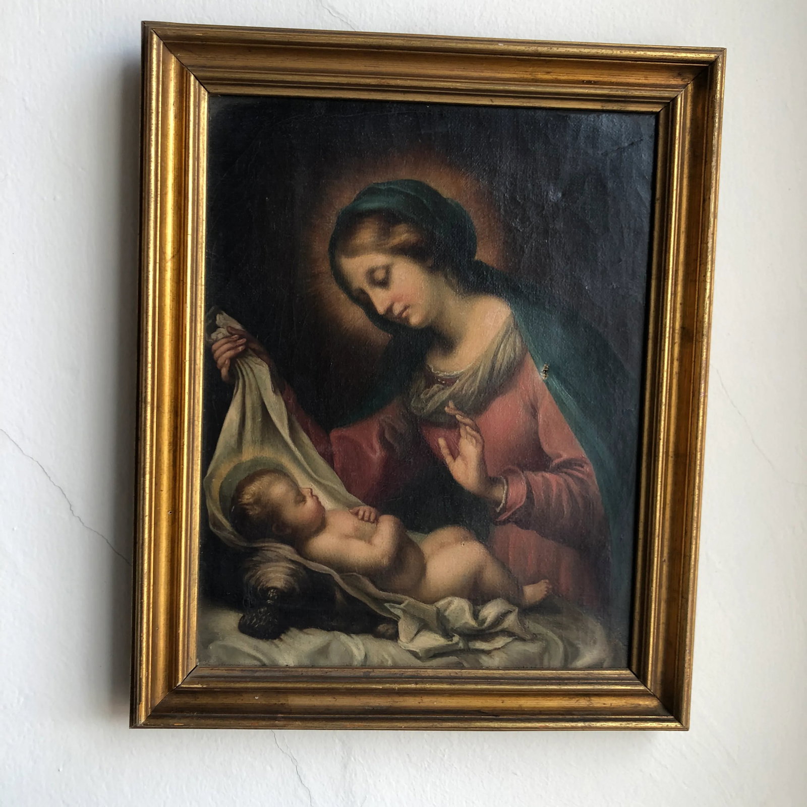 18th Century "Madonna of the Veil" Grand Tour Italian Figurative Oil Painting, Framed - 2