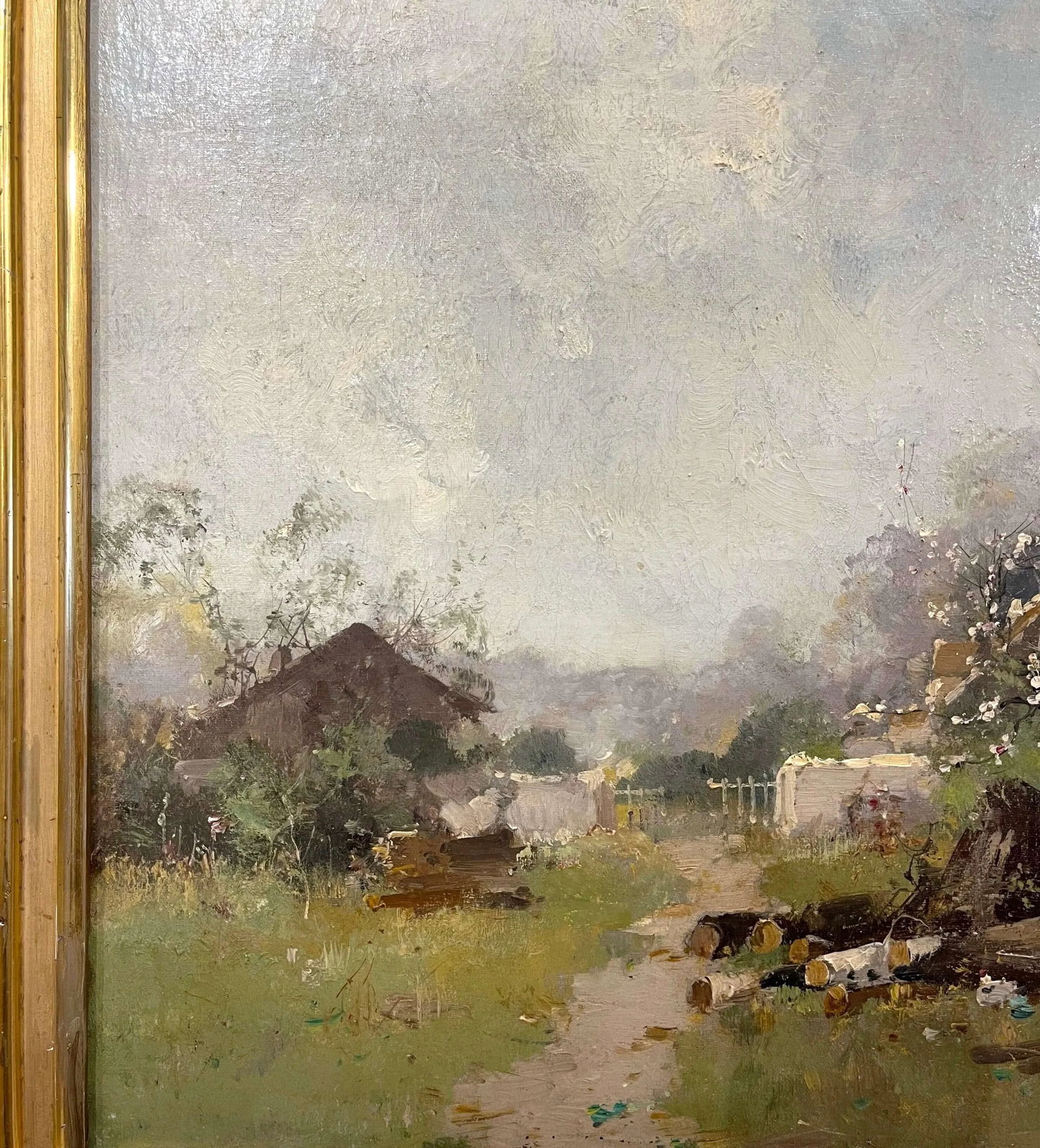 19th Century Framed Farmyard Oil Painting Signed Kermanguy for E. Galien-Laloue - 4