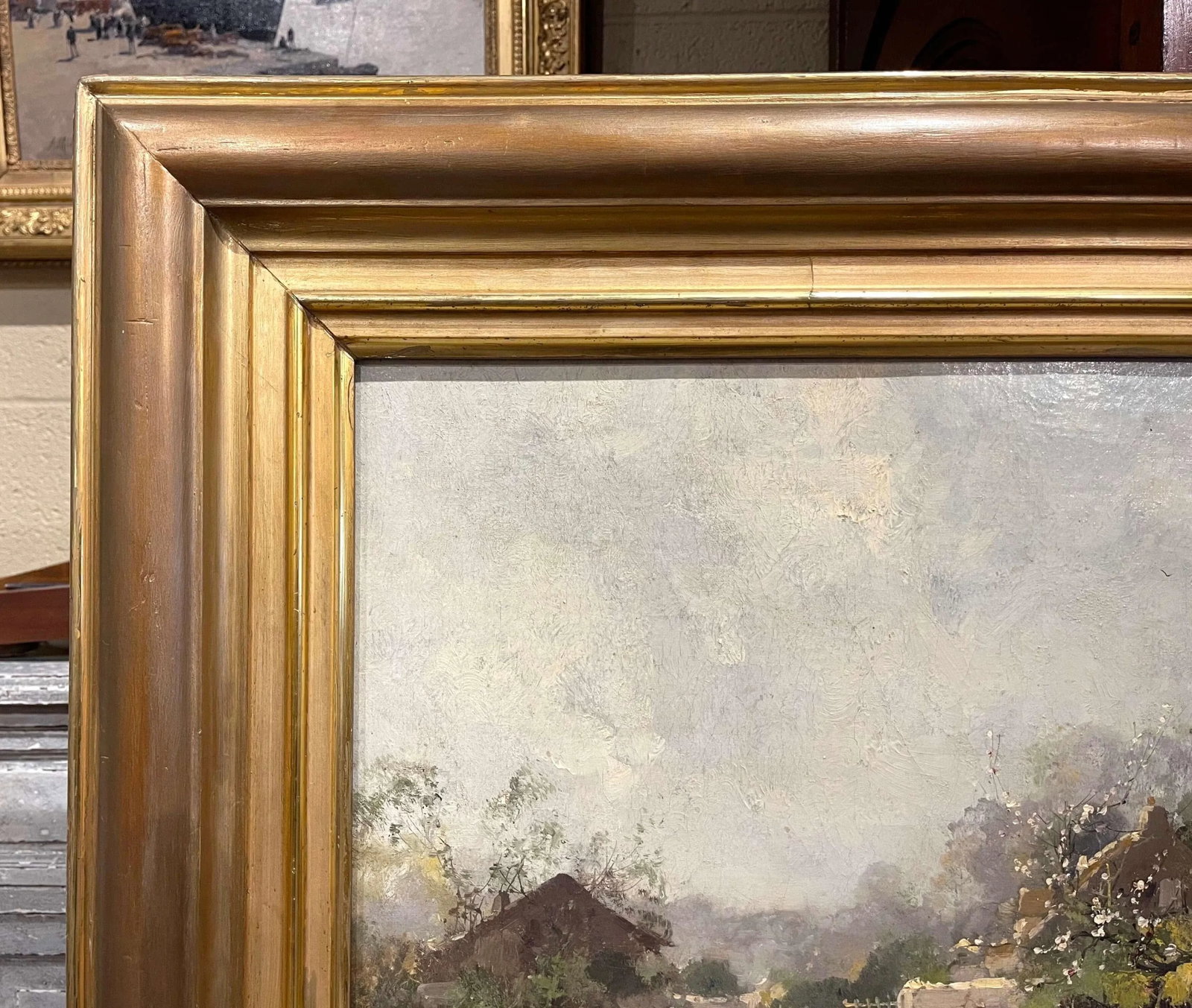 19th Century Framed Farmyard Oil Painting Signed Kermanguy for E. Galien-Laloue - 7