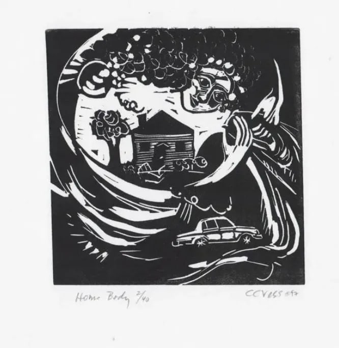 1997 Home Body Linocut by Vess - 3