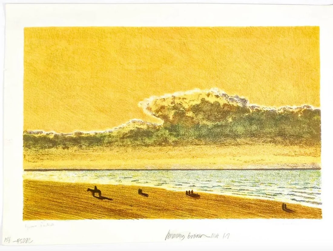 1970s Jacques Van Melkebeke Horses on Beach Lithograph - 2