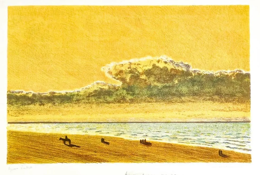 1970s Jacques Van Melkebeke Horses on Beach Lithograph - 3