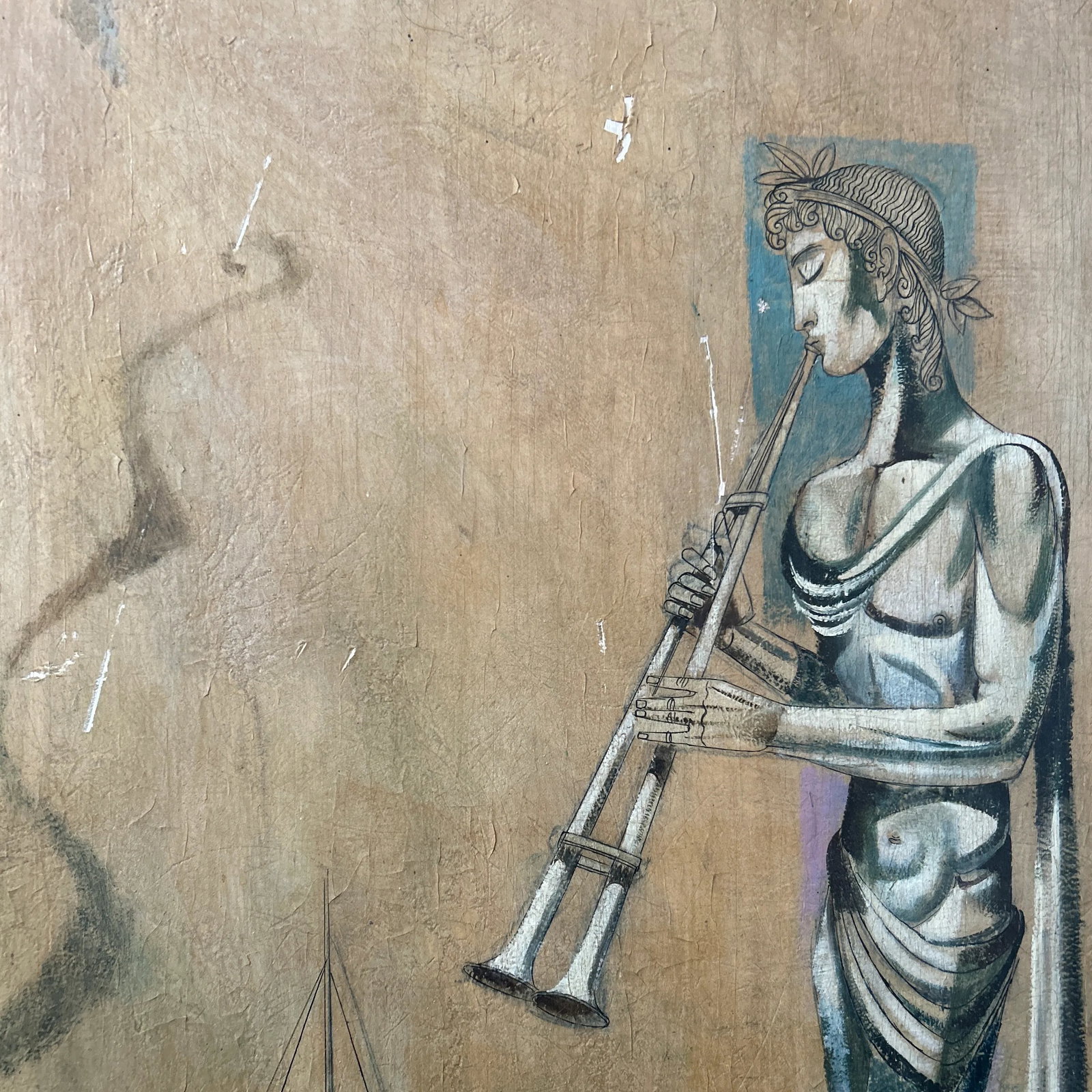 Mid 20th Century Leon Dusso Diptych, Paintings Oil on Wood- Set of 2 - 4