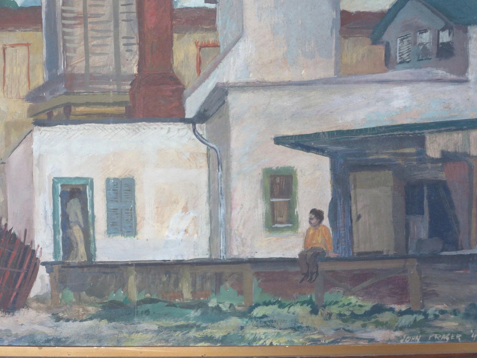 1940s Industrial "Railroad Siding" Painting on Board by John Fraser - 2