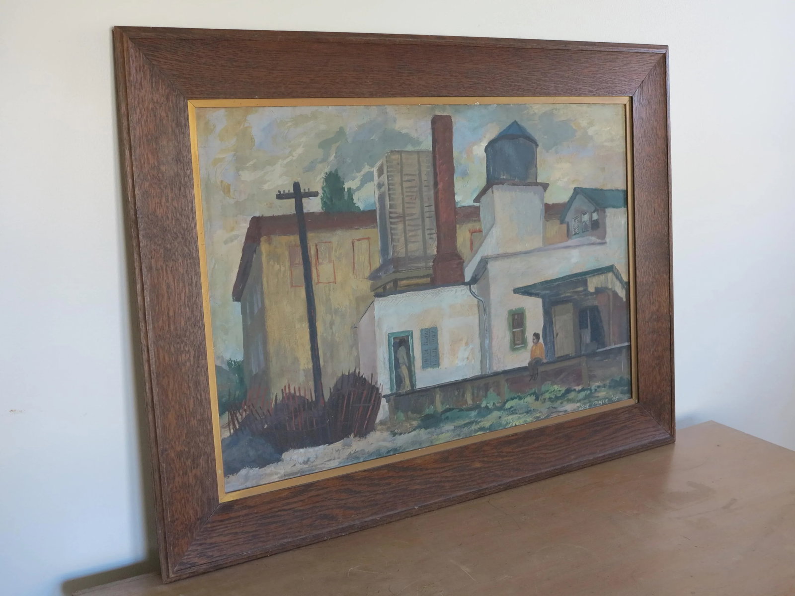 1940s Industrial "Railroad Siding" Painting on Board by John Fraser - 6