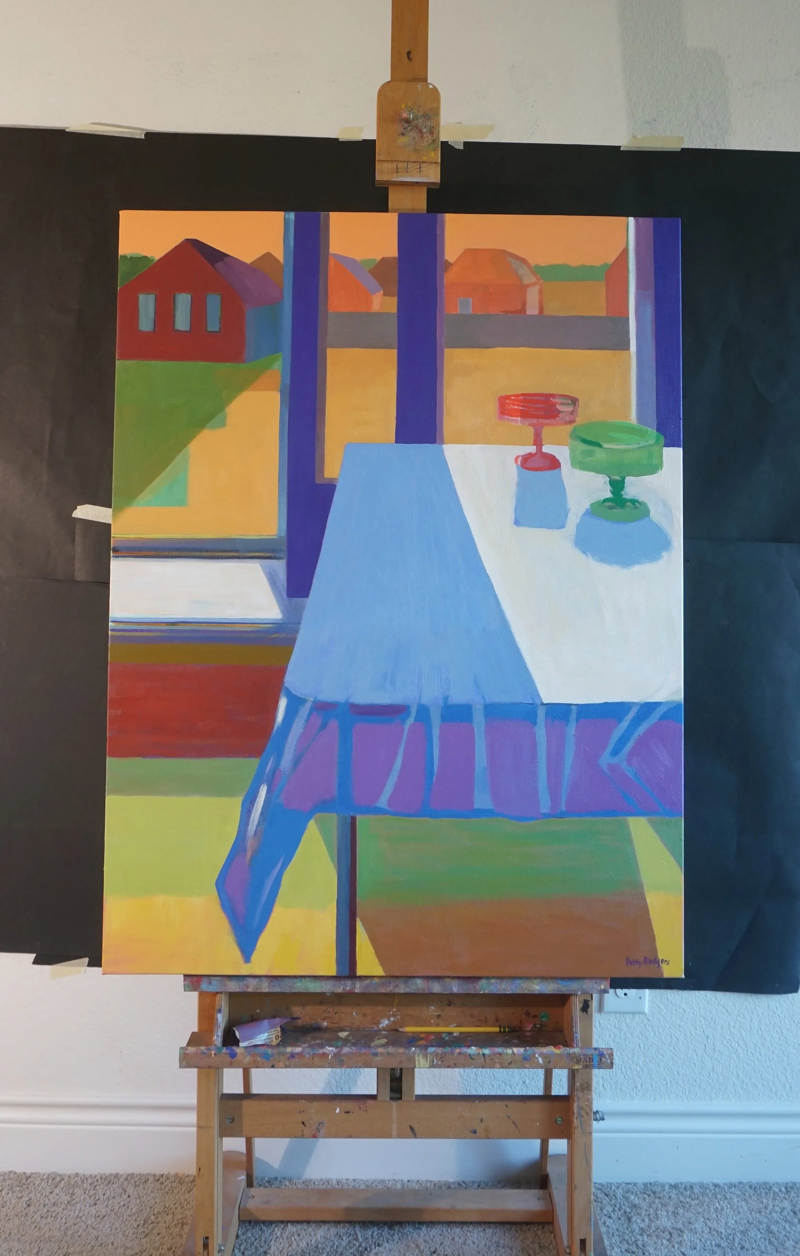 Interior With Red and Green Compotes Original Painting - 2