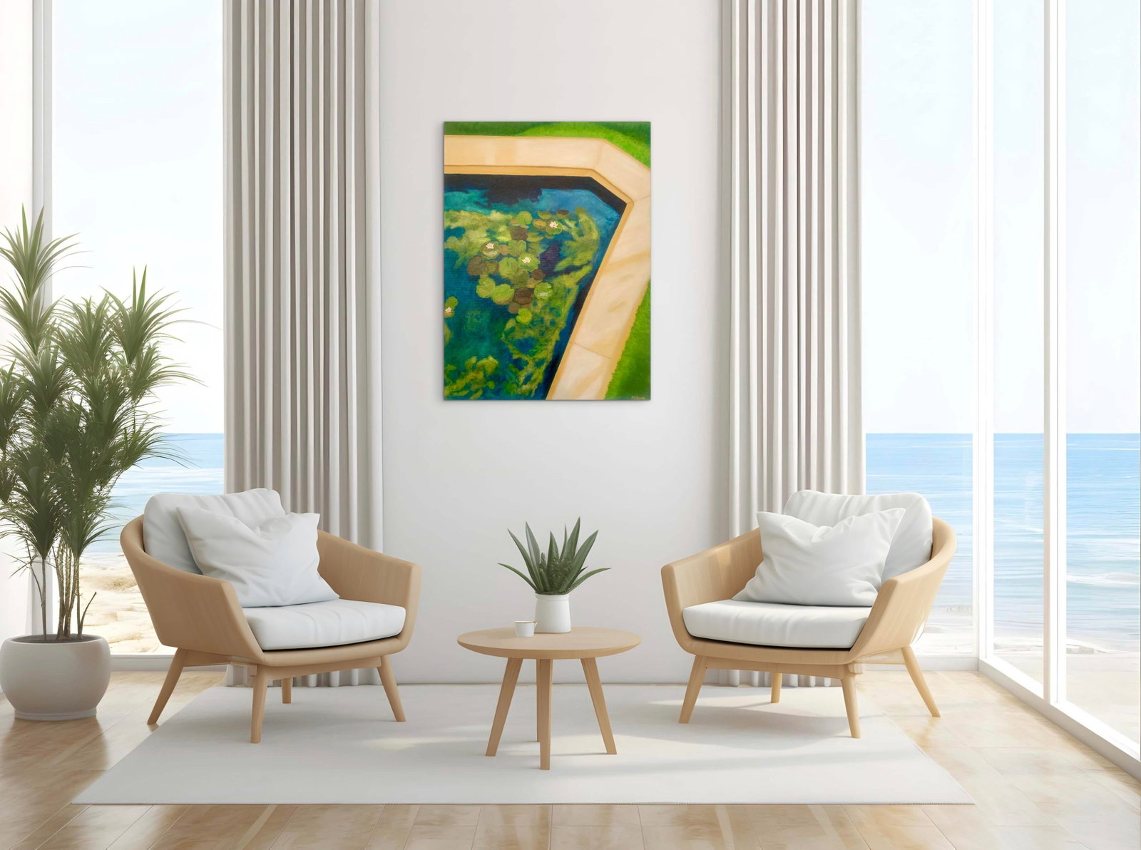 Blue Water Impressionist Style Contemporary Acrylic Painting - 6