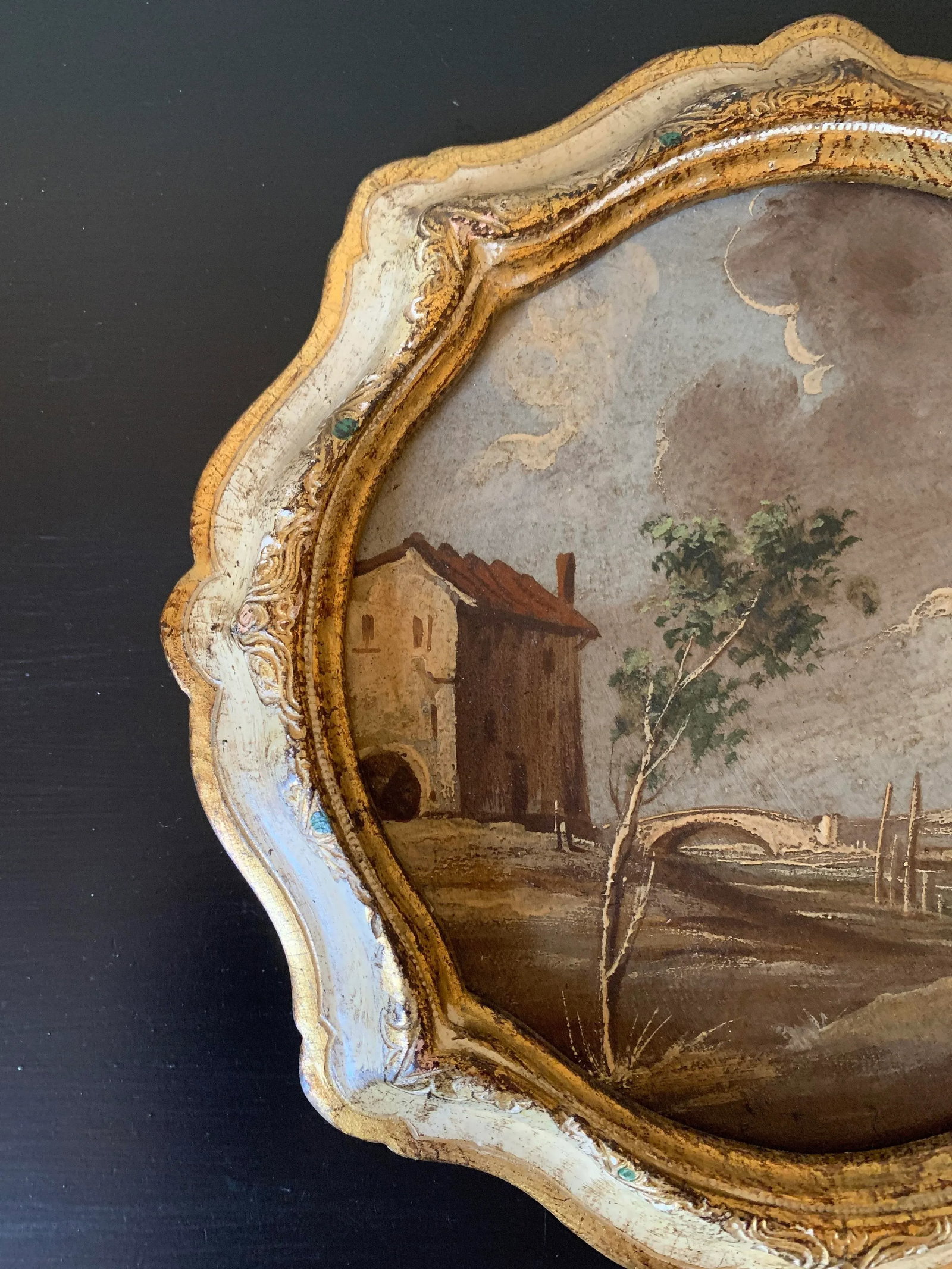 Vintage Italian Capriccio Framed Oil on Canvas Painting of Landscape With Ruins - 2