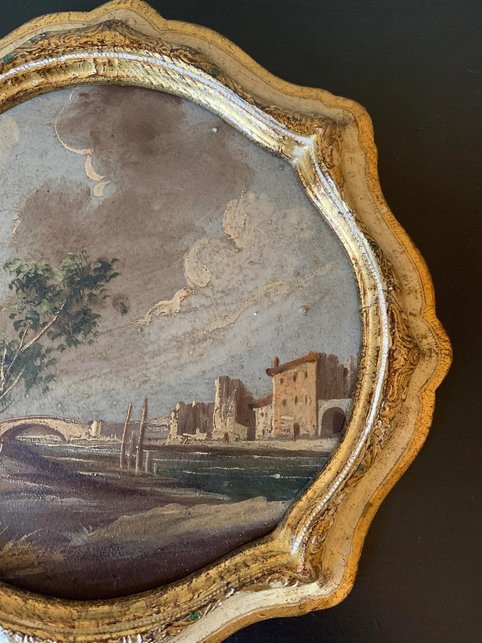 Vintage Italian Capriccio Framed Oil on Canvas Painting of Landscape With Ruins - 3