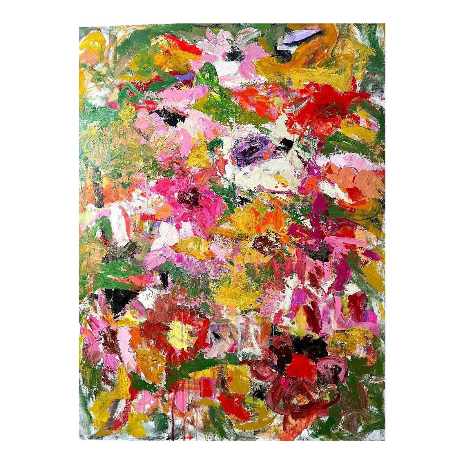 "Flora Dora, Take a Walk Through the Most Beautiful Garden" Original Abstract Landscape Painting by: If you could walk around this canvas you would be right in the middle of the most beautiful garden ...full of abstract blooms bursting with the most glorious color!!! Lots of smooth energy ..