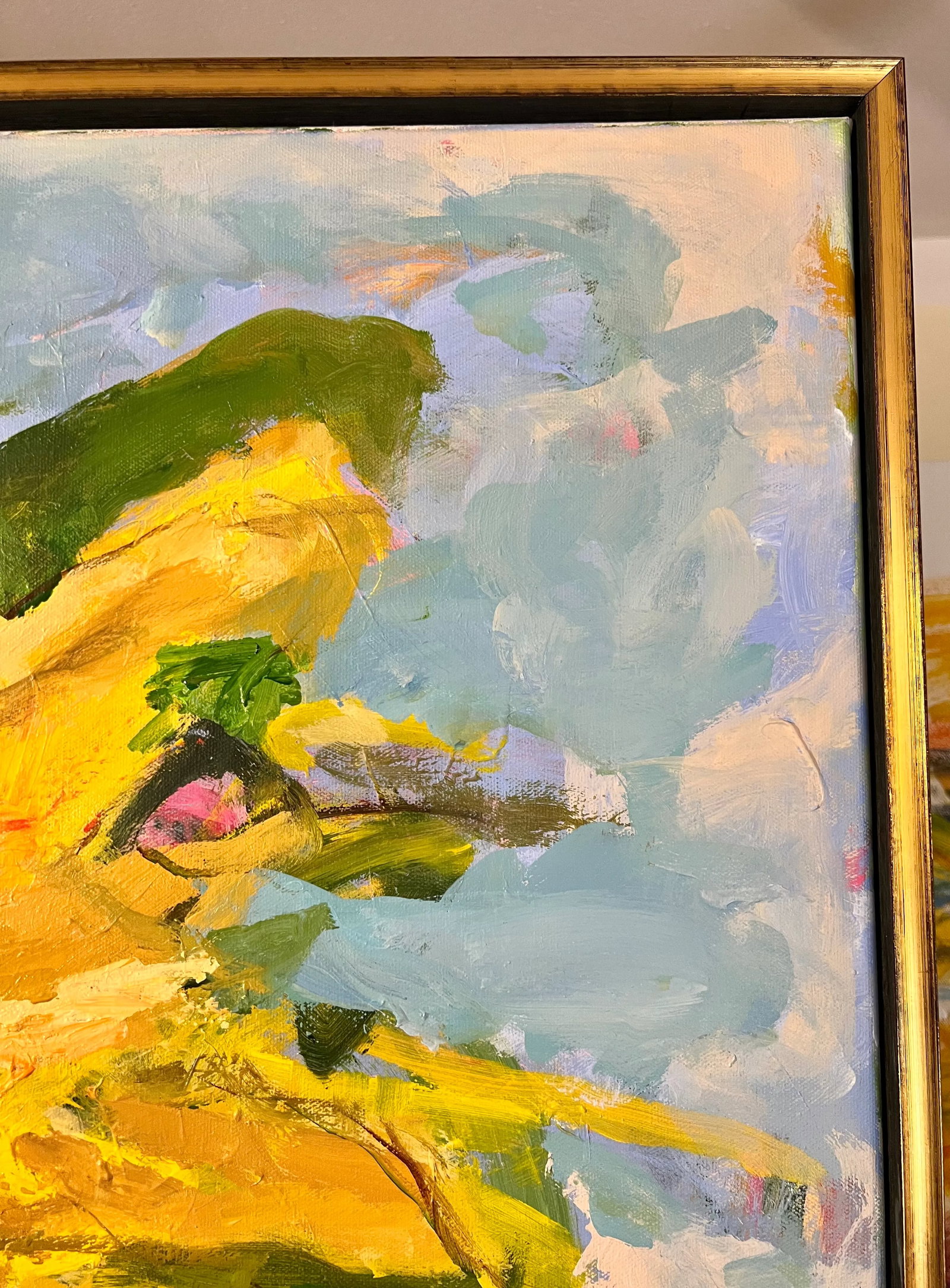"Garden by the Sea" Original Abstract Sunflowers Still Life Painting by Sandy Welch - 4