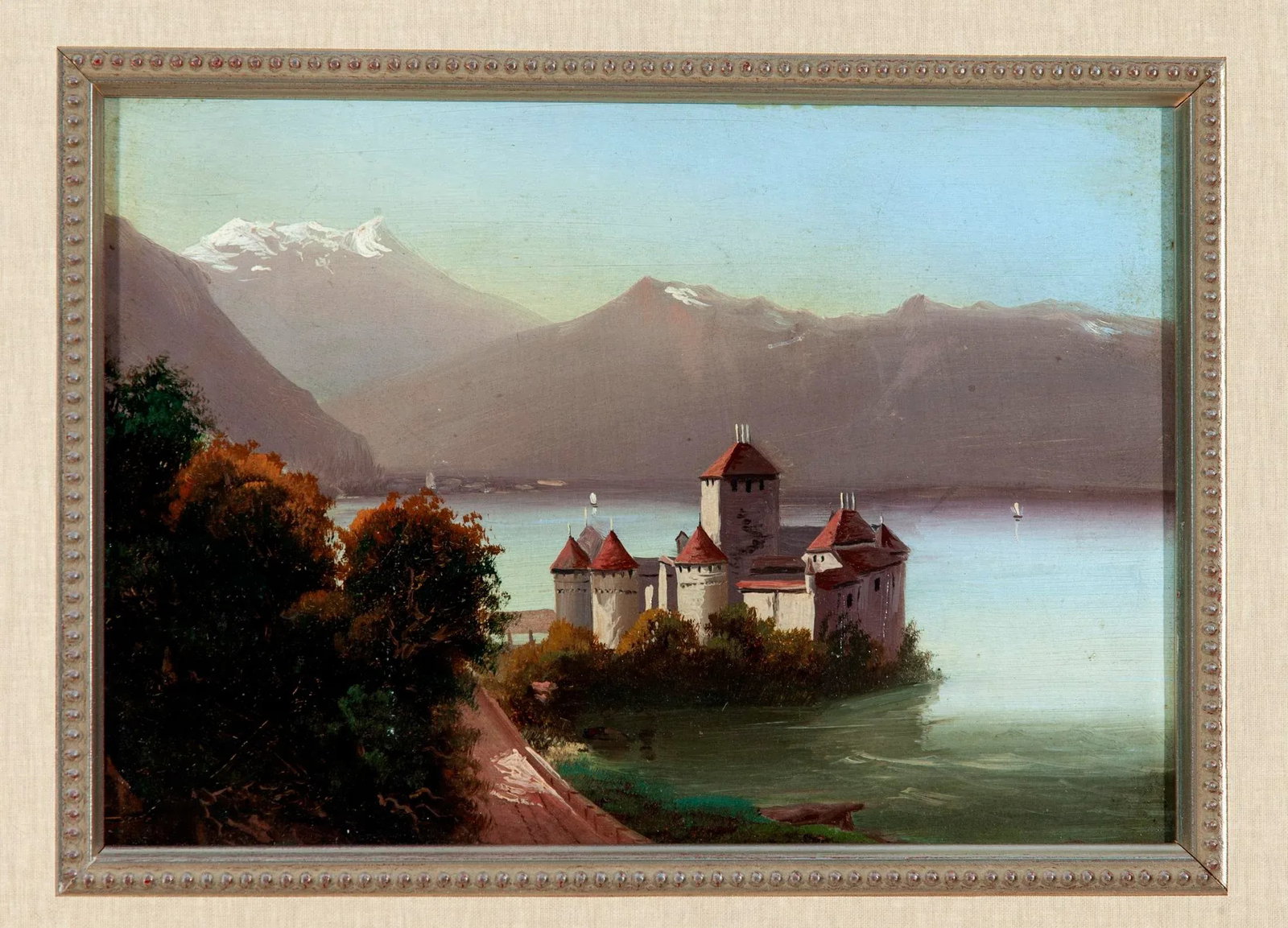 Swiss Painting of the Chateau De Chillon on Lake Geneva - 2
