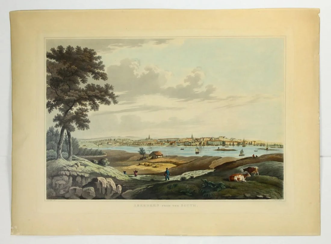 1820's Aberdeen From the South, Panoramic Aquatint, John Clark / George Smith - 2