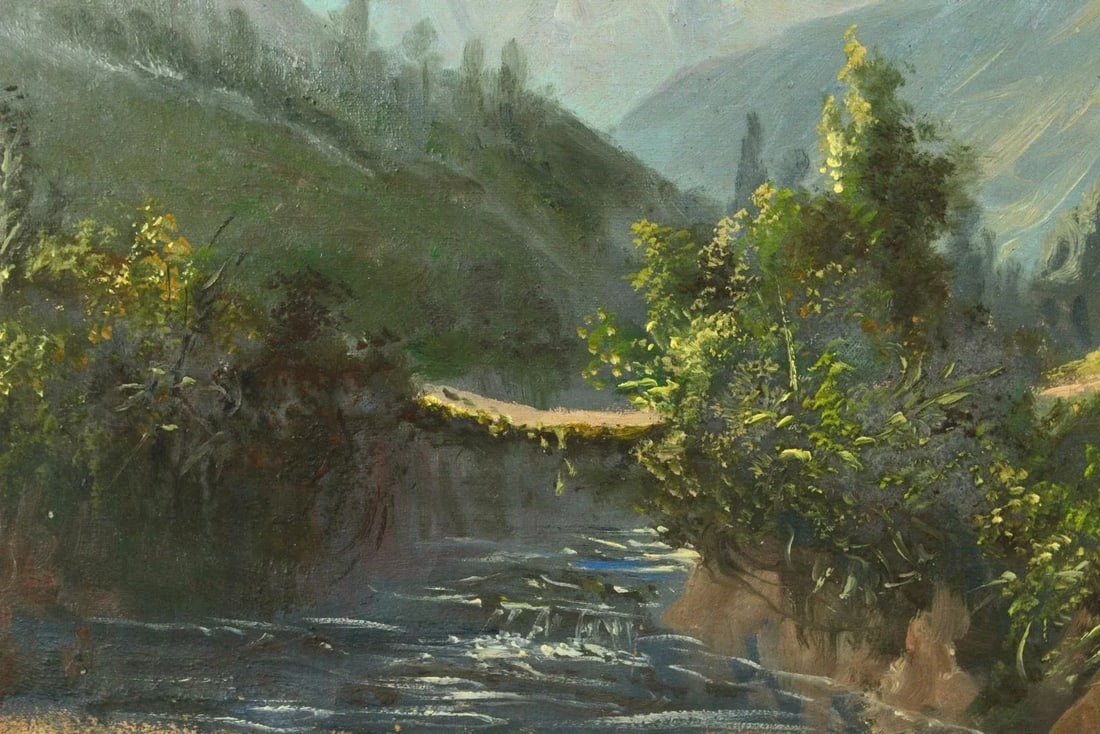 Late 19th Century Rafael Salas Oil Painting on Canvas of an Andean Landscape - 7