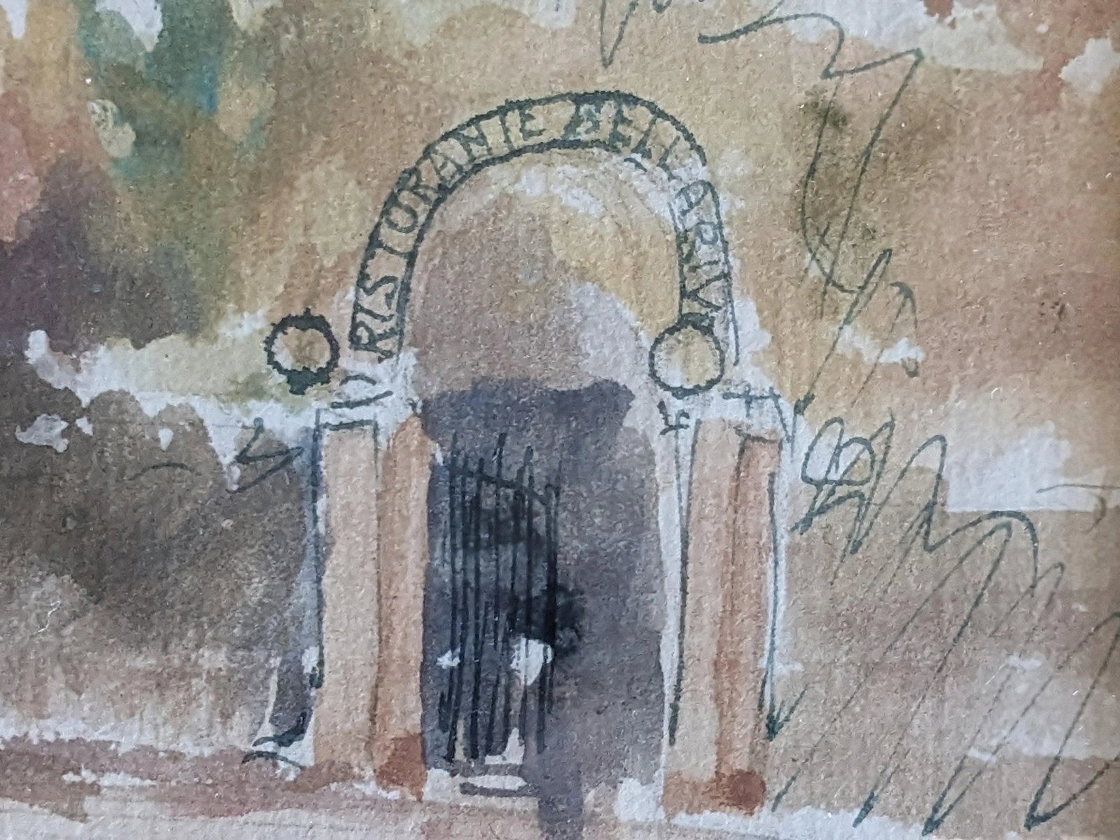 Vintage Rodolfo Marma Signed Original Framed Watercolor "Firenze" - 4