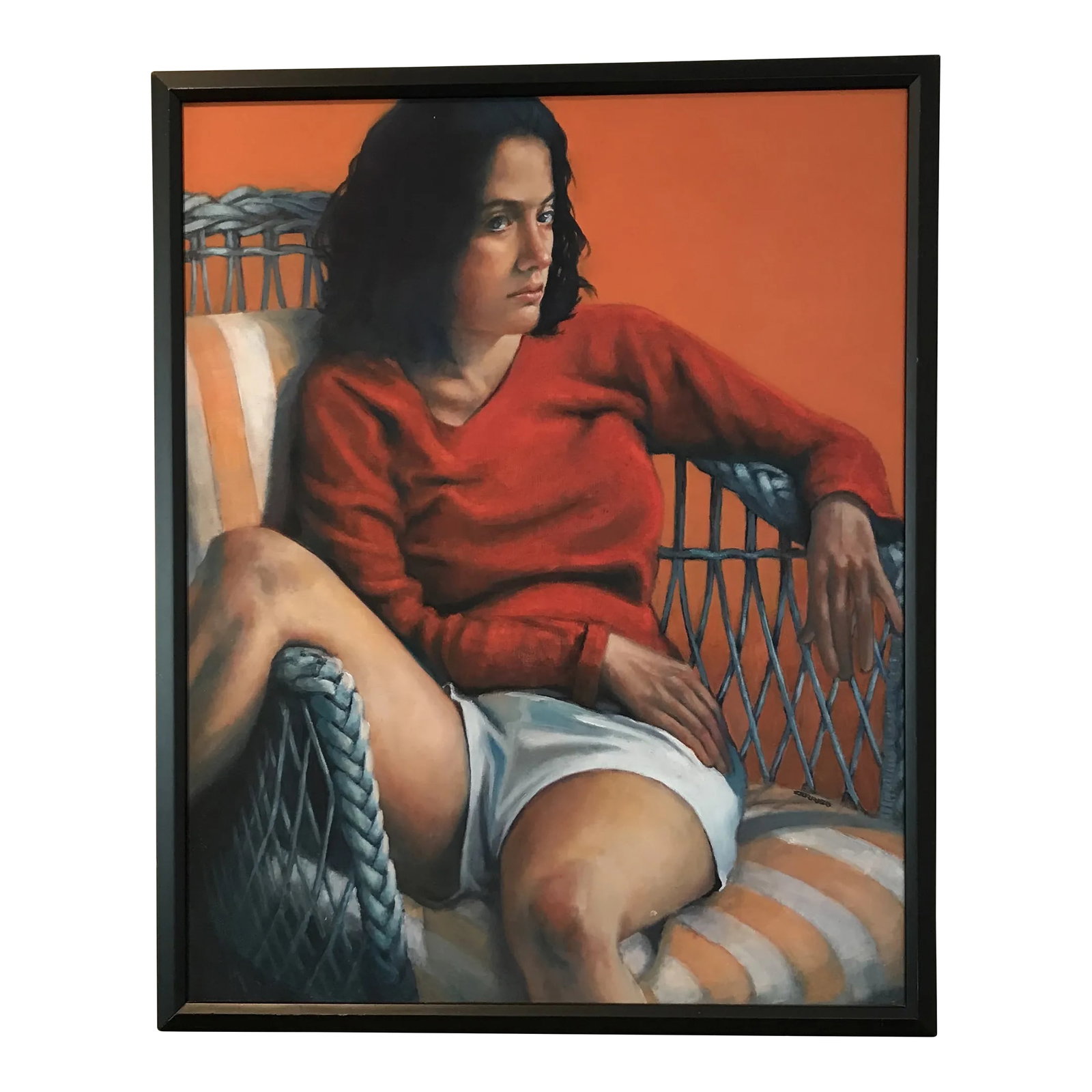 2005 Realist Oil on Canvas Portrait Painting by Al Zerries, Framed: Painted by award-winning American portraitist and fine artist, Al Zerries, a distinguished member of the American Artists Professional League, Audubon Artists and The Watercolor U.S.A. Honor Society.