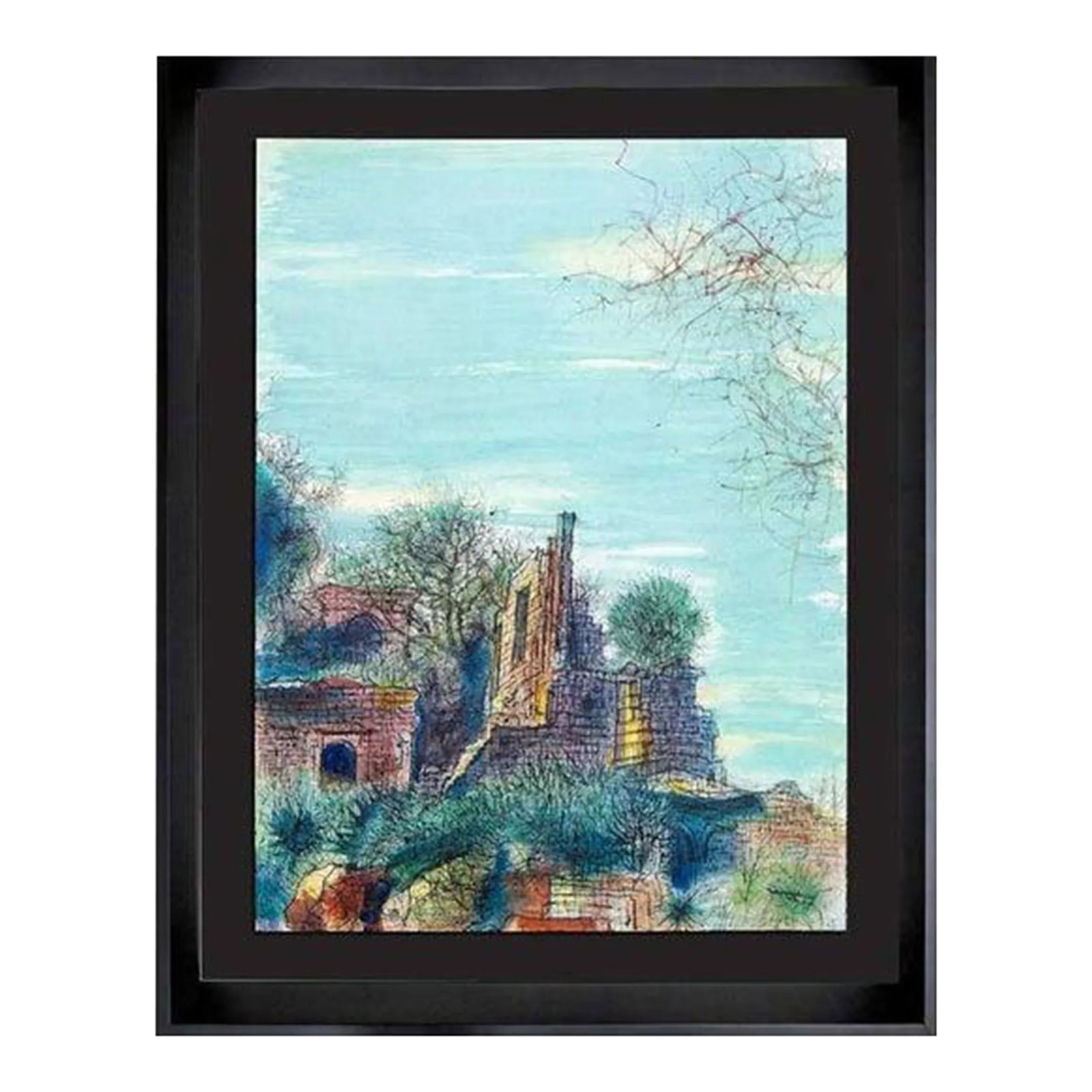 Jean Carzou Lithograph "Ruines Du Chateau De Sade": Limited Edition Jean Carzou lithograph on woven paper. Titled: Ruines Du Chateau De Sade. 1965. Signed and dated in the matrix (Carzou 65). Sur les presses de Andre Sauret, 1966. Artwork comes with Ga