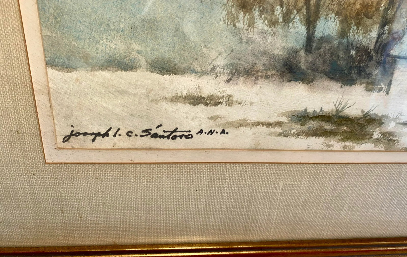 Joseph L C Santoro Listed Massachusetts Artist Original Watercolor of Hawk Mountain, Framed + Exhibi - 5
