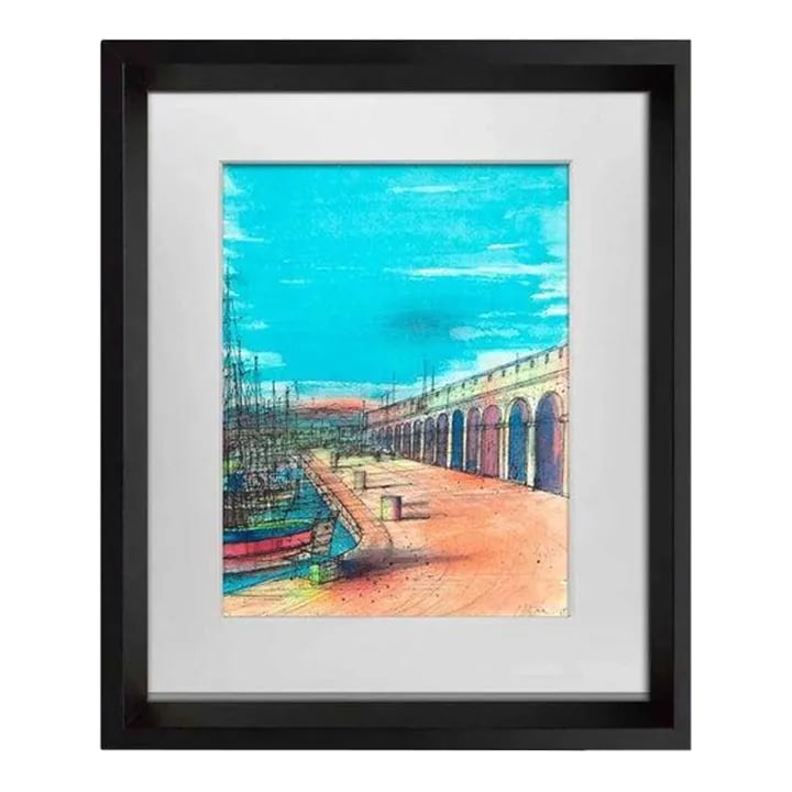 Jean Carzou Limited Edition Lithograph "Antibes": Limited Edition Jean Carzou lithograph on Velin d'Arches. Titled: Antibes. 1965. Signed and dated in the matrix (Carzou 65). It is a numbered Limited Edition out of 500, this one being no. 448 and