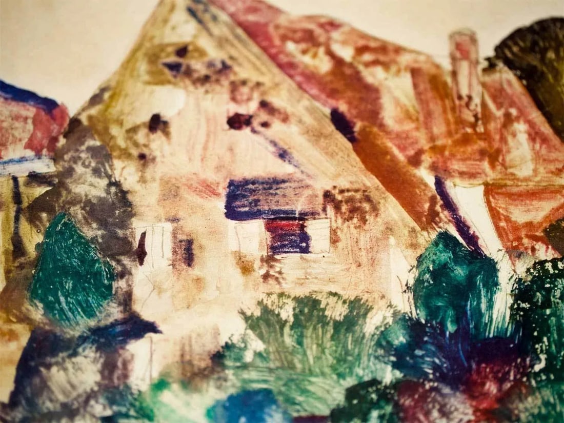 1960s Vintage Egon Schiele "..Castle at Bregenz" Limited Edition Lithograph Print - 4