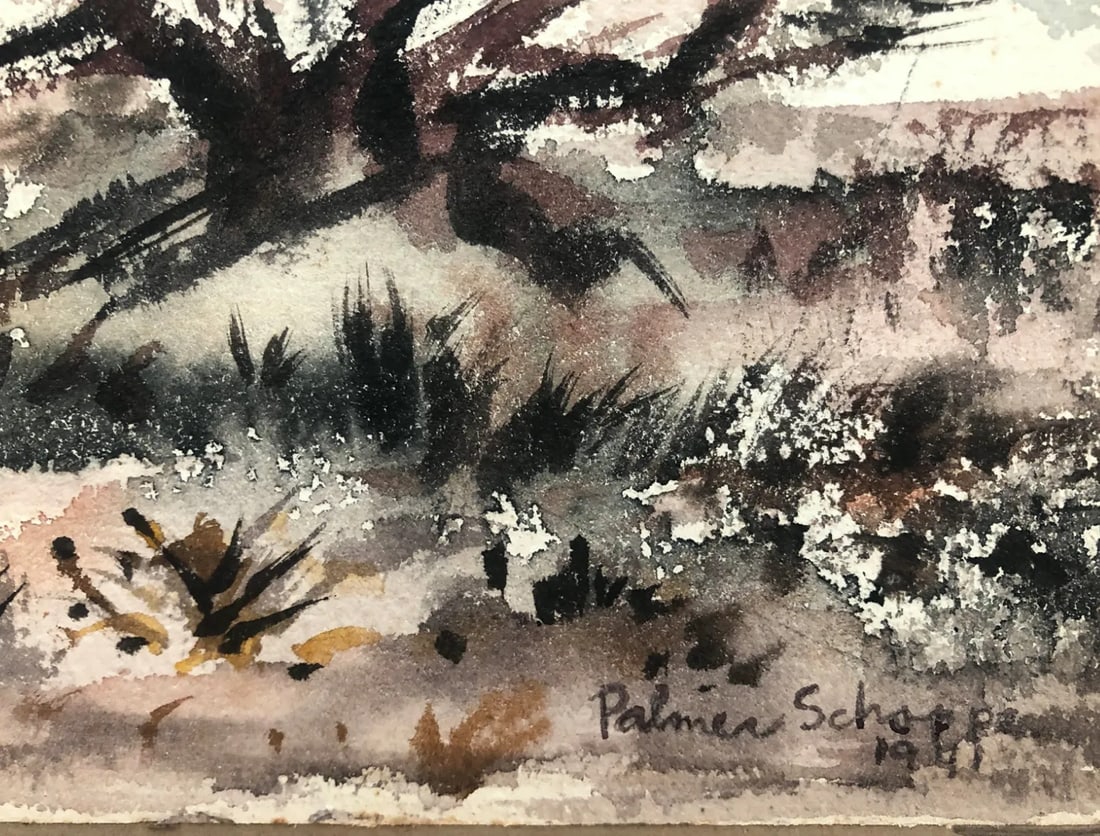 1941 Palmer Schoppe Mesa Vista Desert Landscape Watercolor - 2