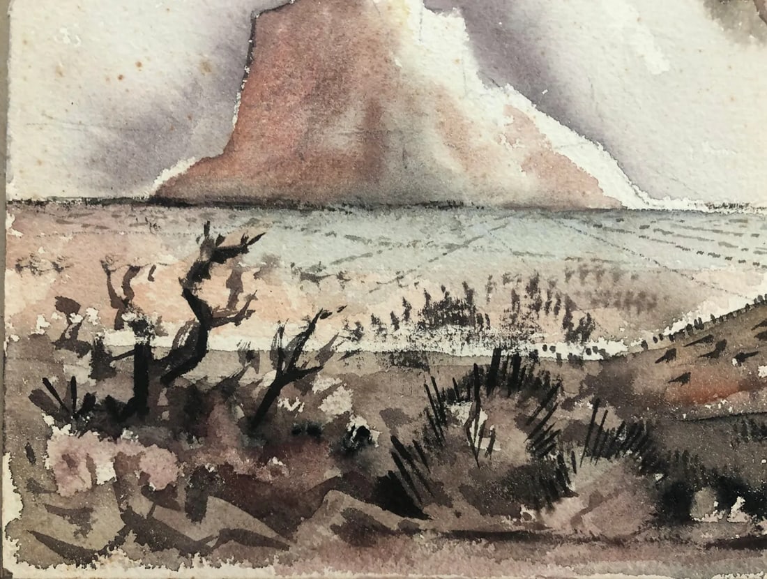 1941 Palmer Schoppe Mesa Vista Desert Landscape Watercolor - 5