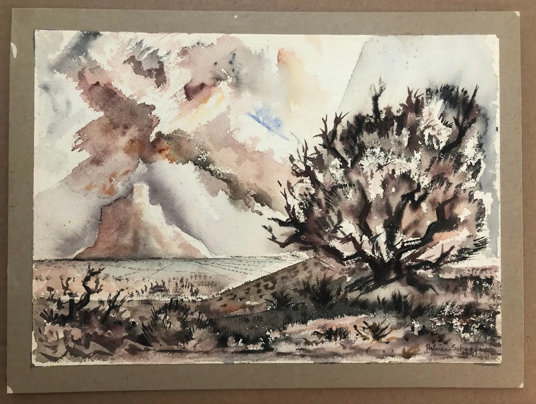 1941 Palmer Schoppe Mesa Vista Desert Landscape Watercolor - 6