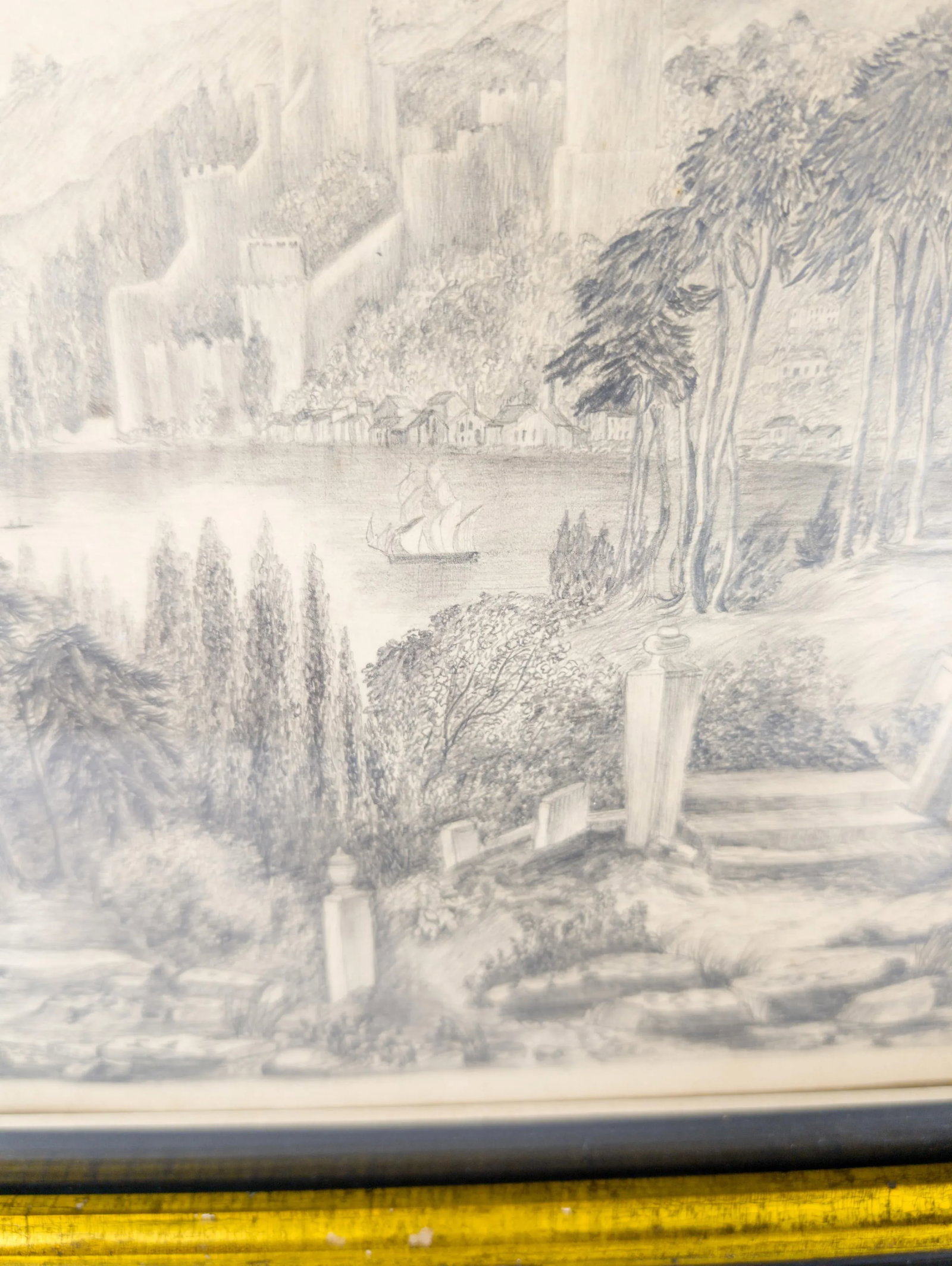 19th Century Pencil Drawing of a Fantasy Landscape Unsigned - 10