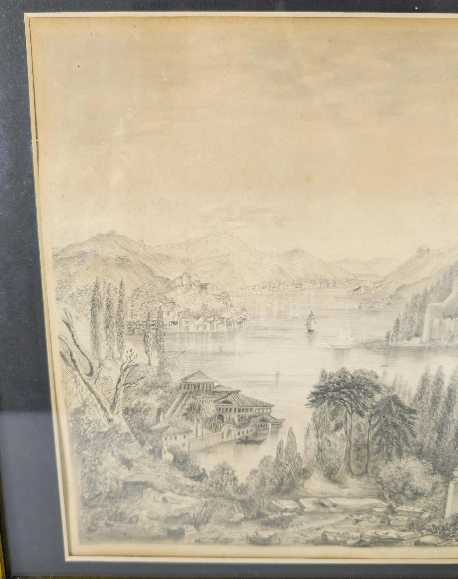 19th Century Pencil Drawing of a Fantasy Landscape Unsigned - 3