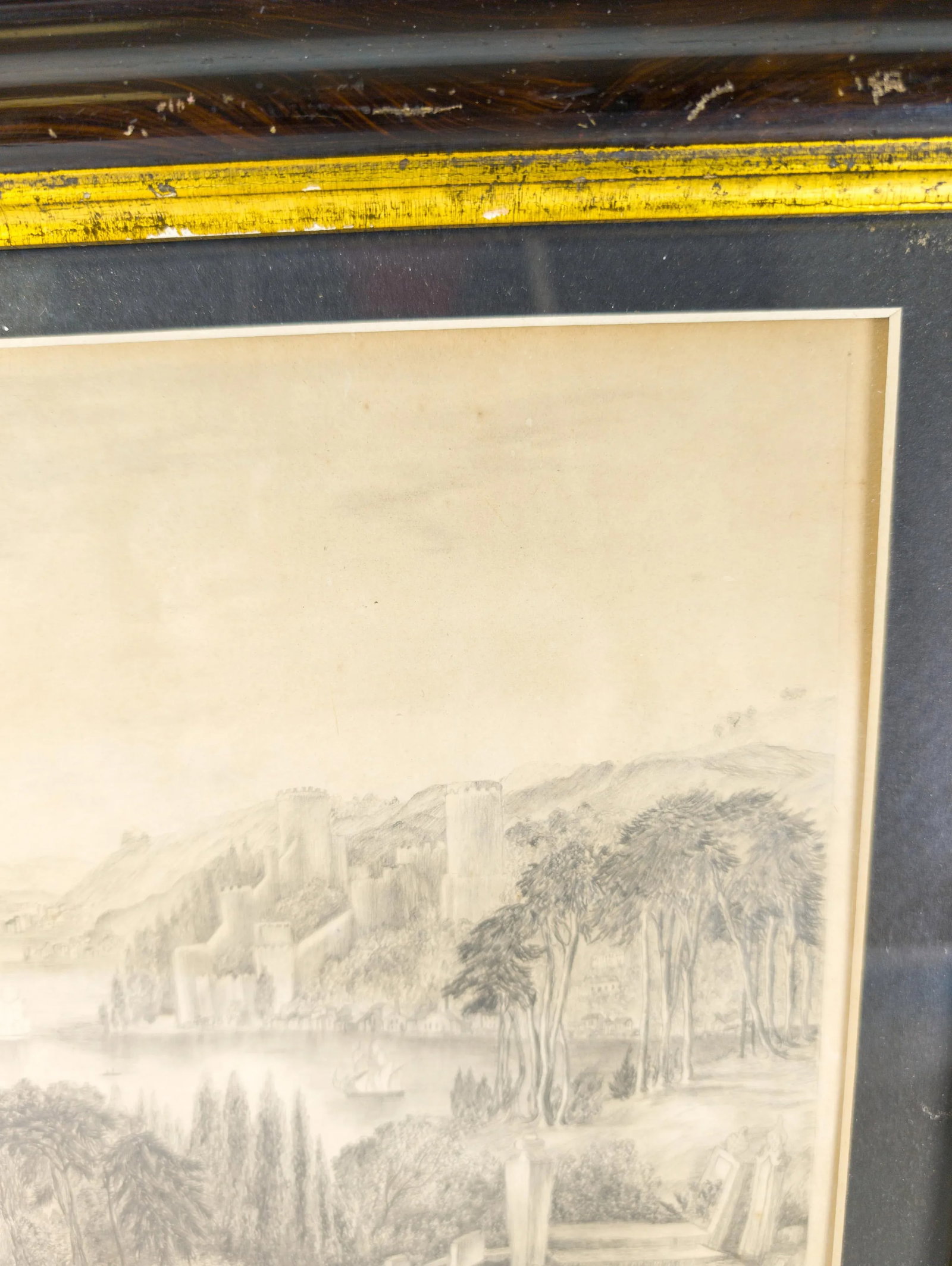 19th Century Pencil Drawing of a Fantasy Landscape Unsigned - 6