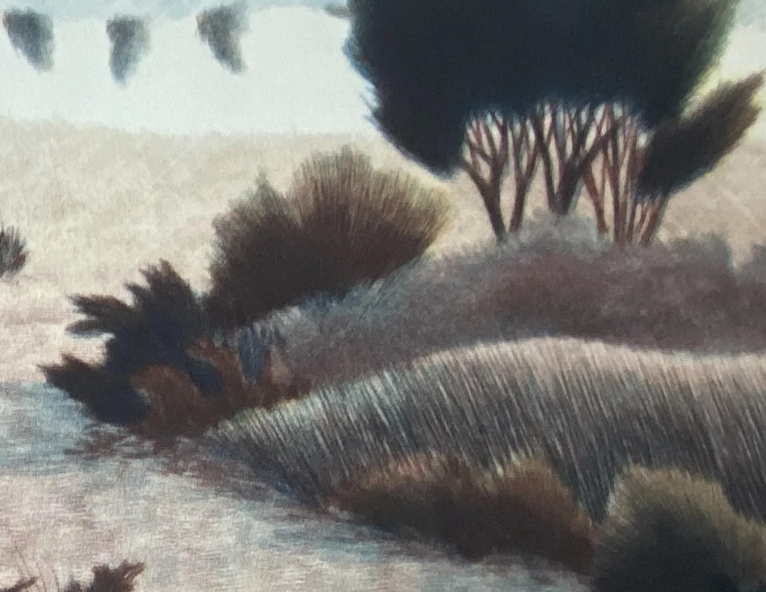 Early Evening Landscape Etching - 2