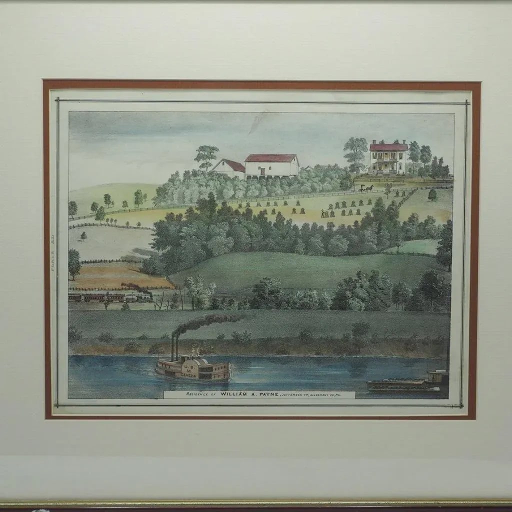 Aquatint Lithograph William Payne Homestead Monongahela River Near Pittsburgh - 2
